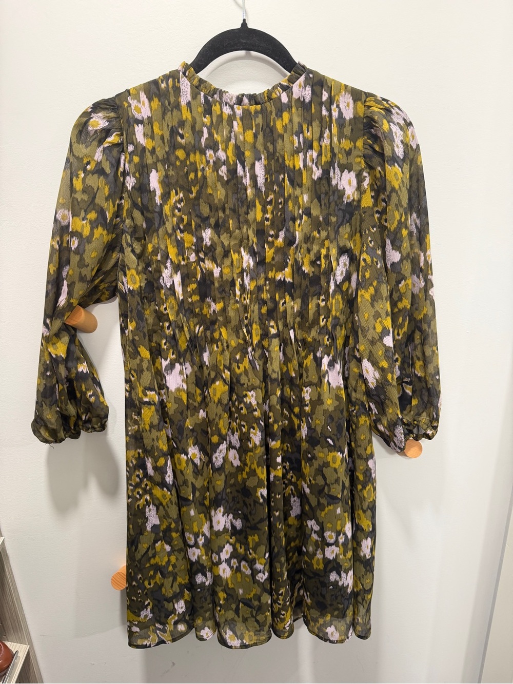 Pinch Pleated Floral Chiffon Mini Dress – Size M (New with Tags)